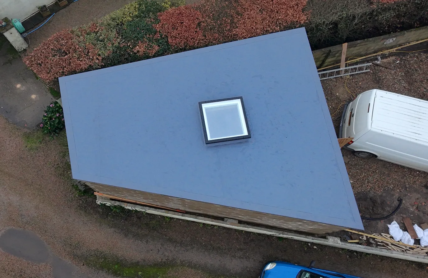 Membrane Install On Site - flat roofing project by Amber Roofs in Jersey