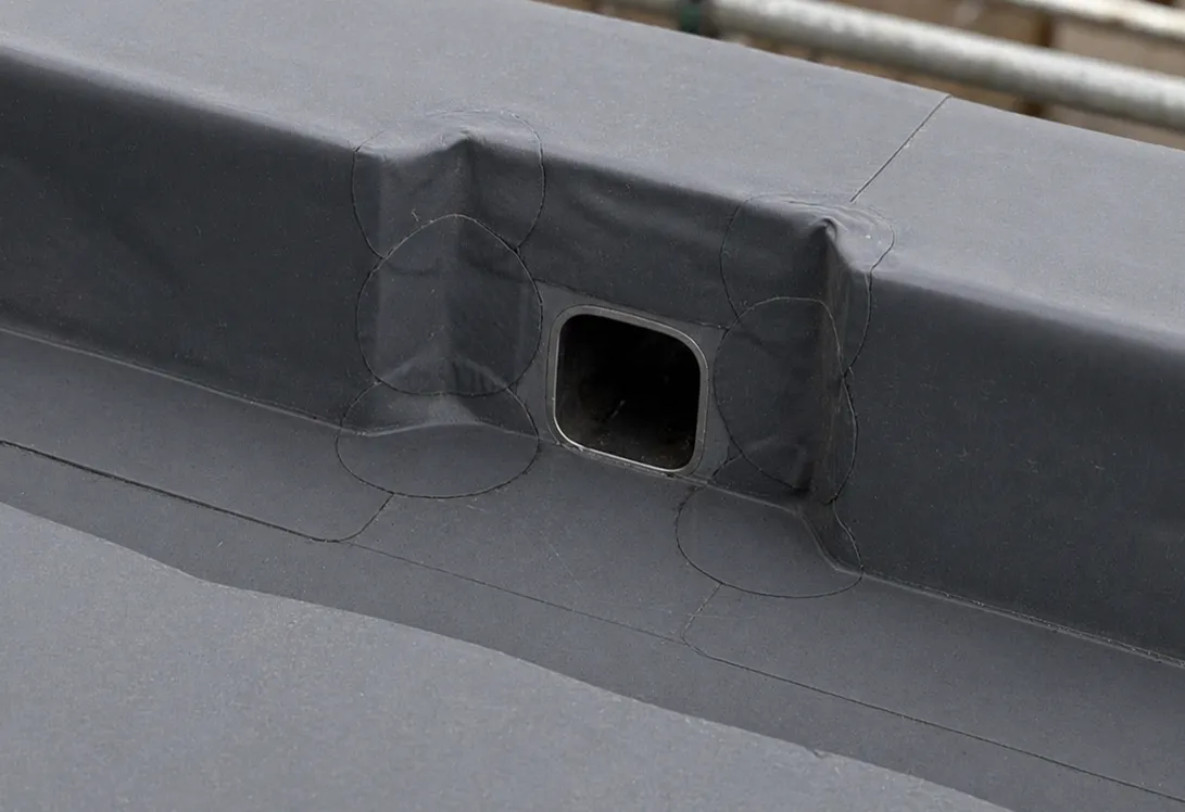 EPDM Outlet Close-Up - flat roofing project by Amber Roofs in Jersey
